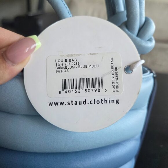 Staud Louie Blue Ombre Top Quilted Leather Bucket Bag - Picture 4 of 5